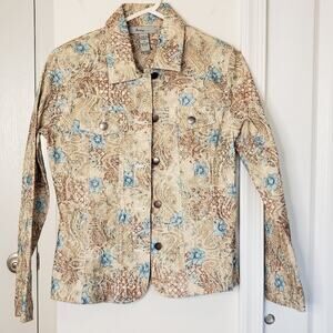 Analogy Floral and Embroidered Designs Button-Up Lightweight Jacket Small